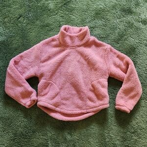 Pink Fleece Turtleneck Sweater